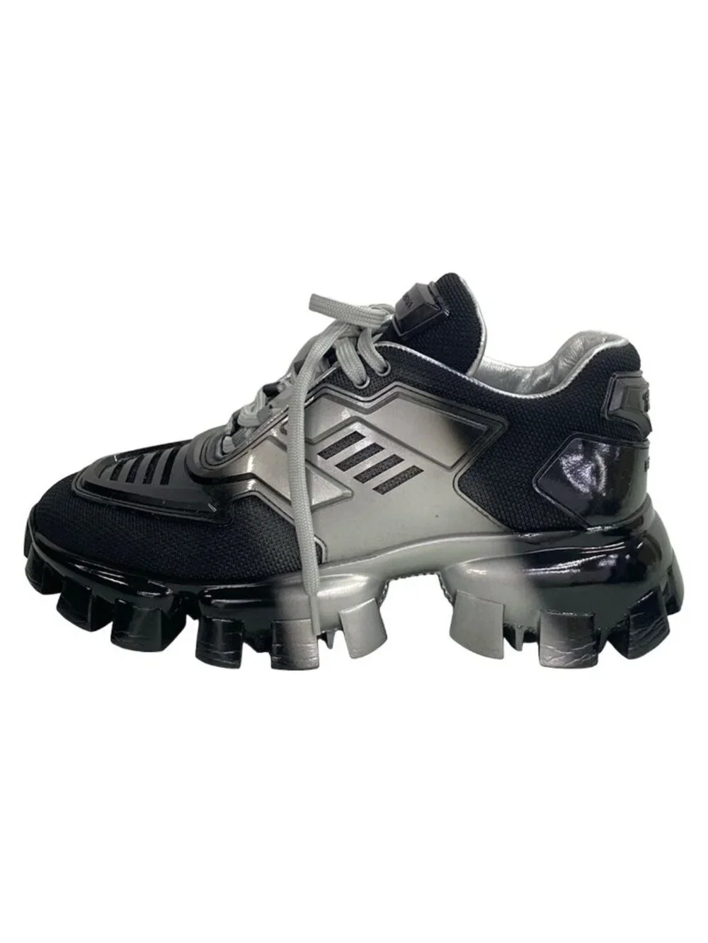 Prada Sneakers Black Silver Platforms